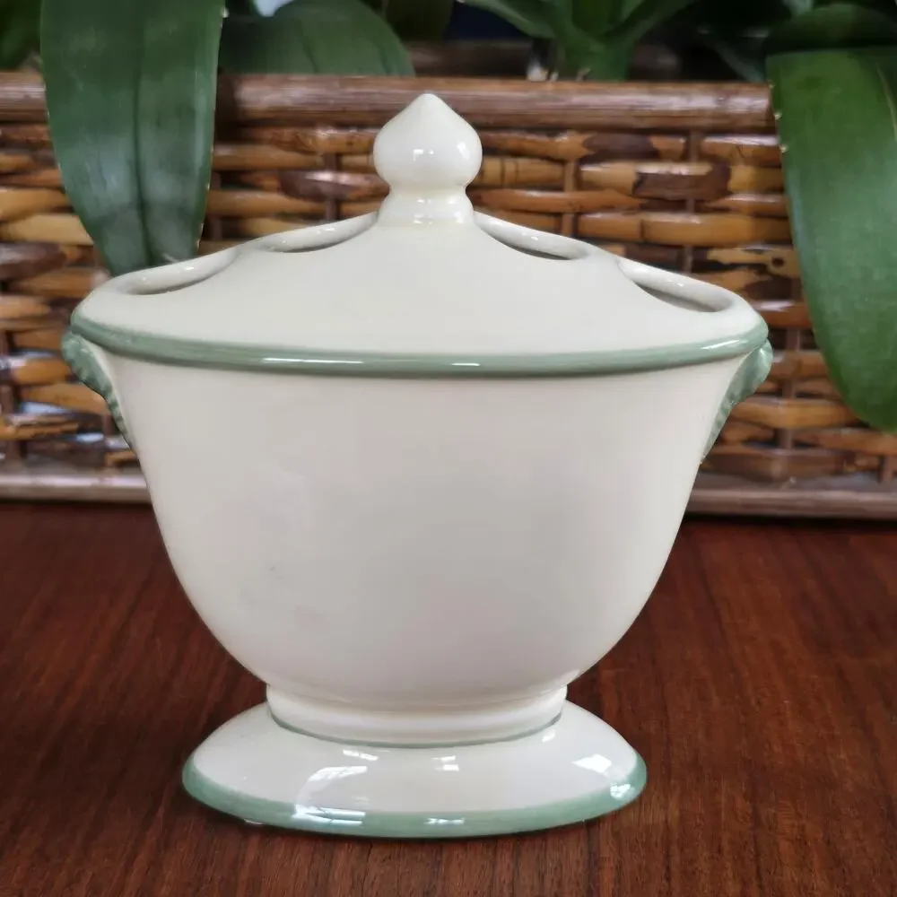 Vintage Waverly Garden Images Toothbrush Holder Green Cream Garden Cottagecore